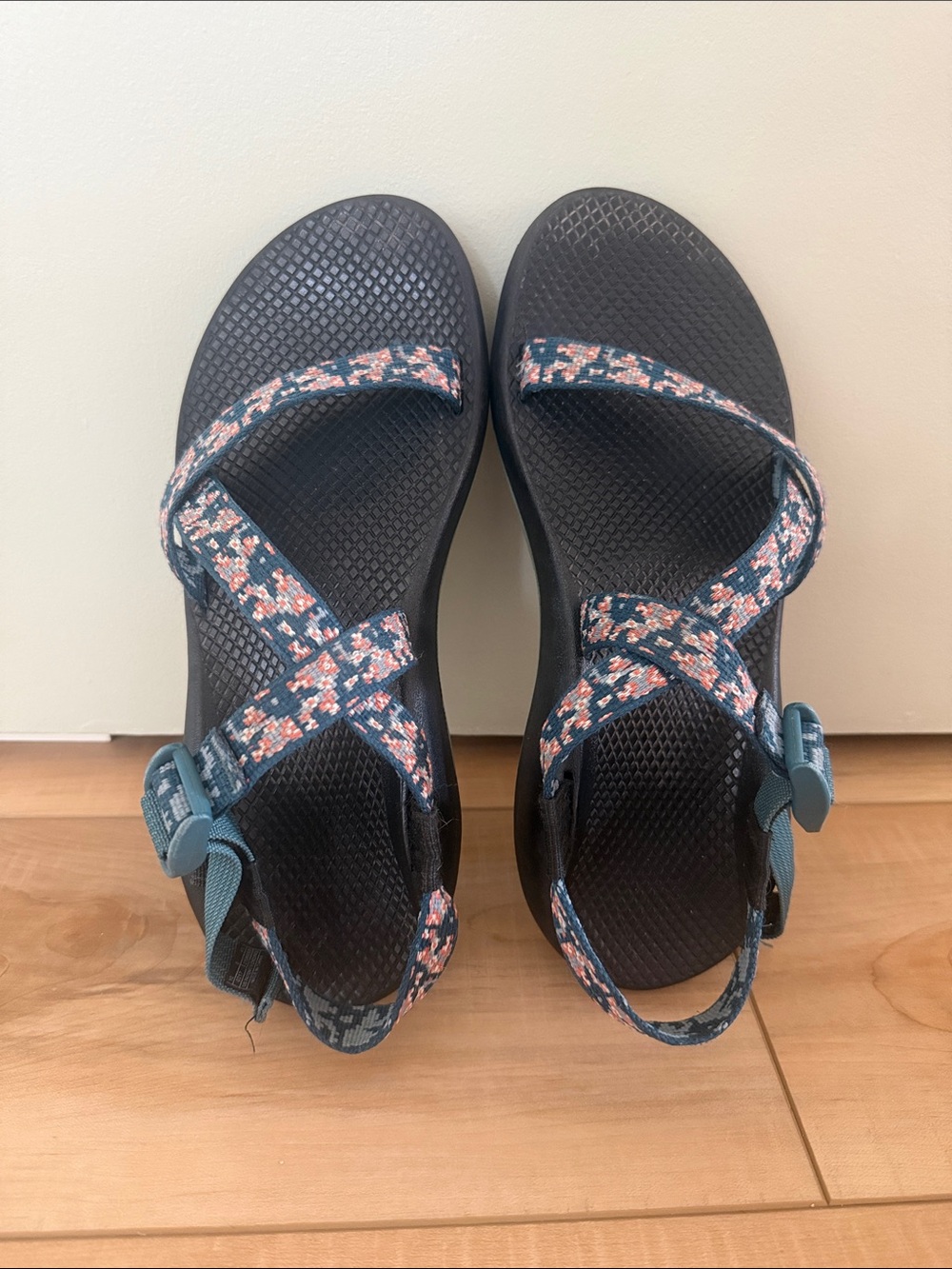 Women’s Teal and Pink Patterned Chaco Sandals